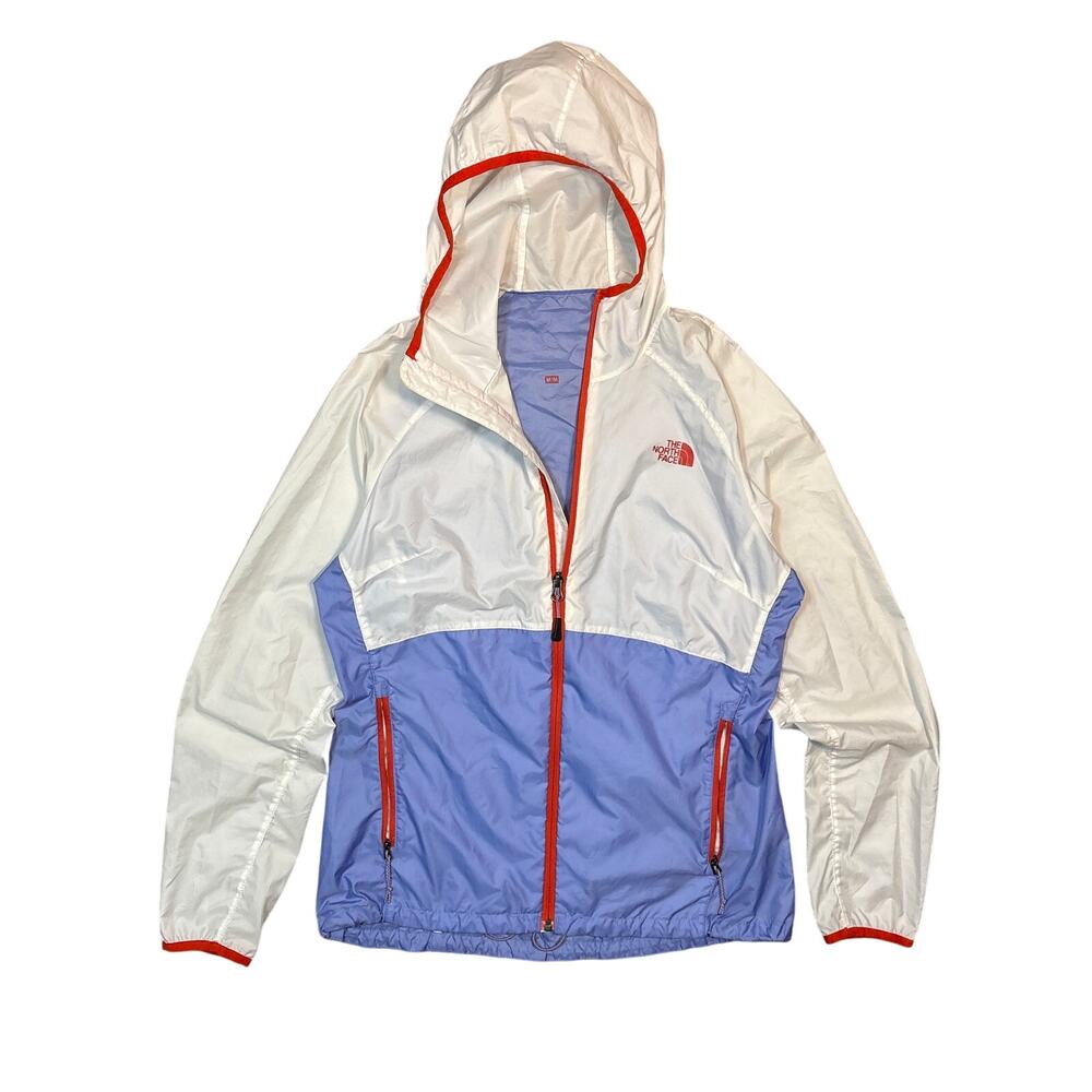 The North Face Hooded Windbreaker Womens Medium White periwinkle Full Zip runner